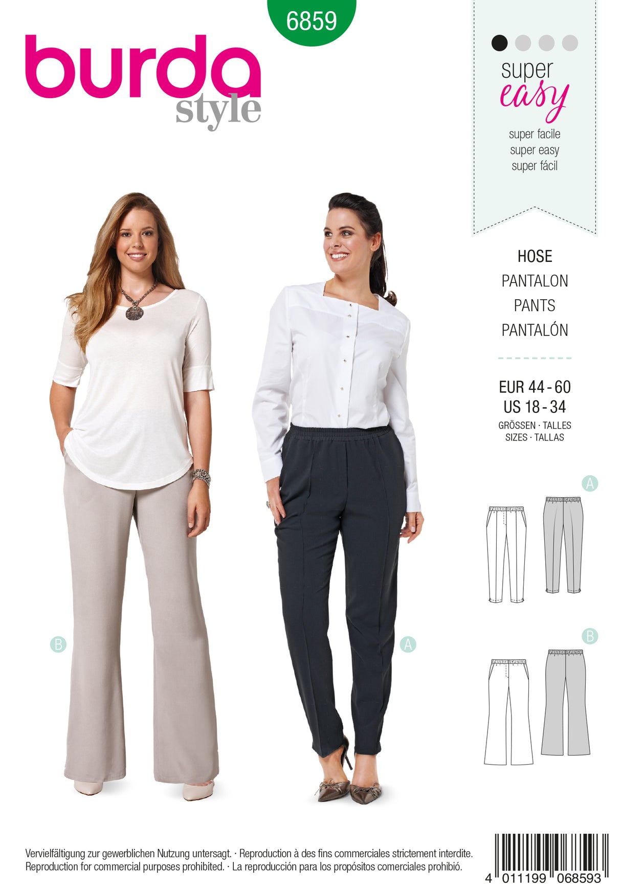 Patron Burda n°6859 - Pantalon à enfiler
