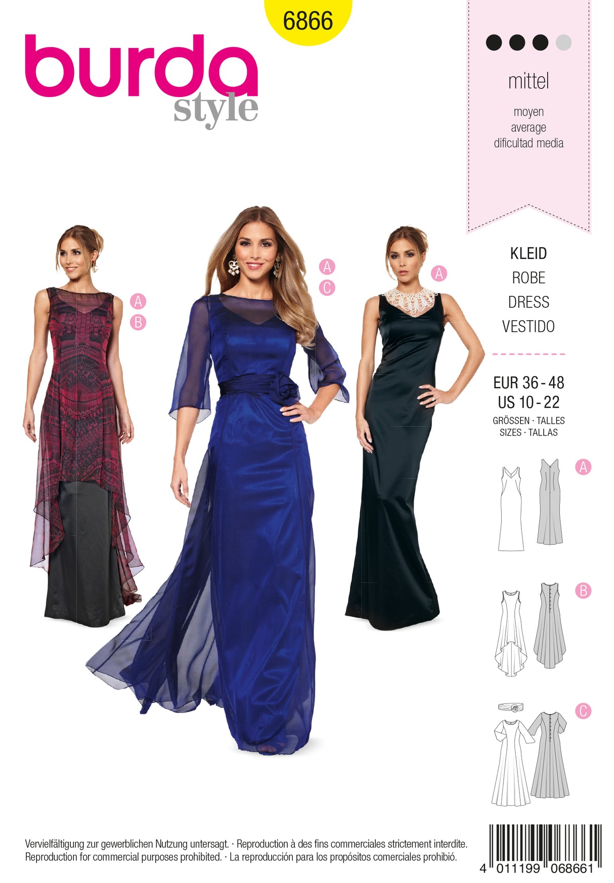 Patron Burda n°6866 - Robe de soirée élégante