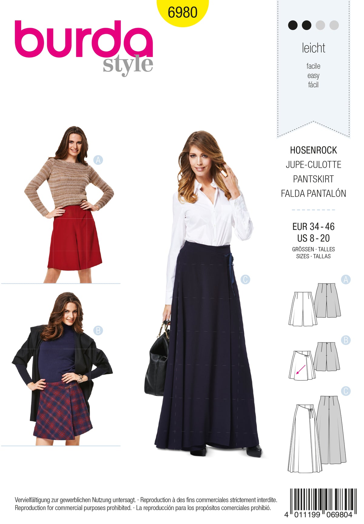 Patron Burda n°6980 - Jupe-culotte
