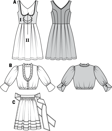 Patron Burda n°7443 - Robe Dirndl