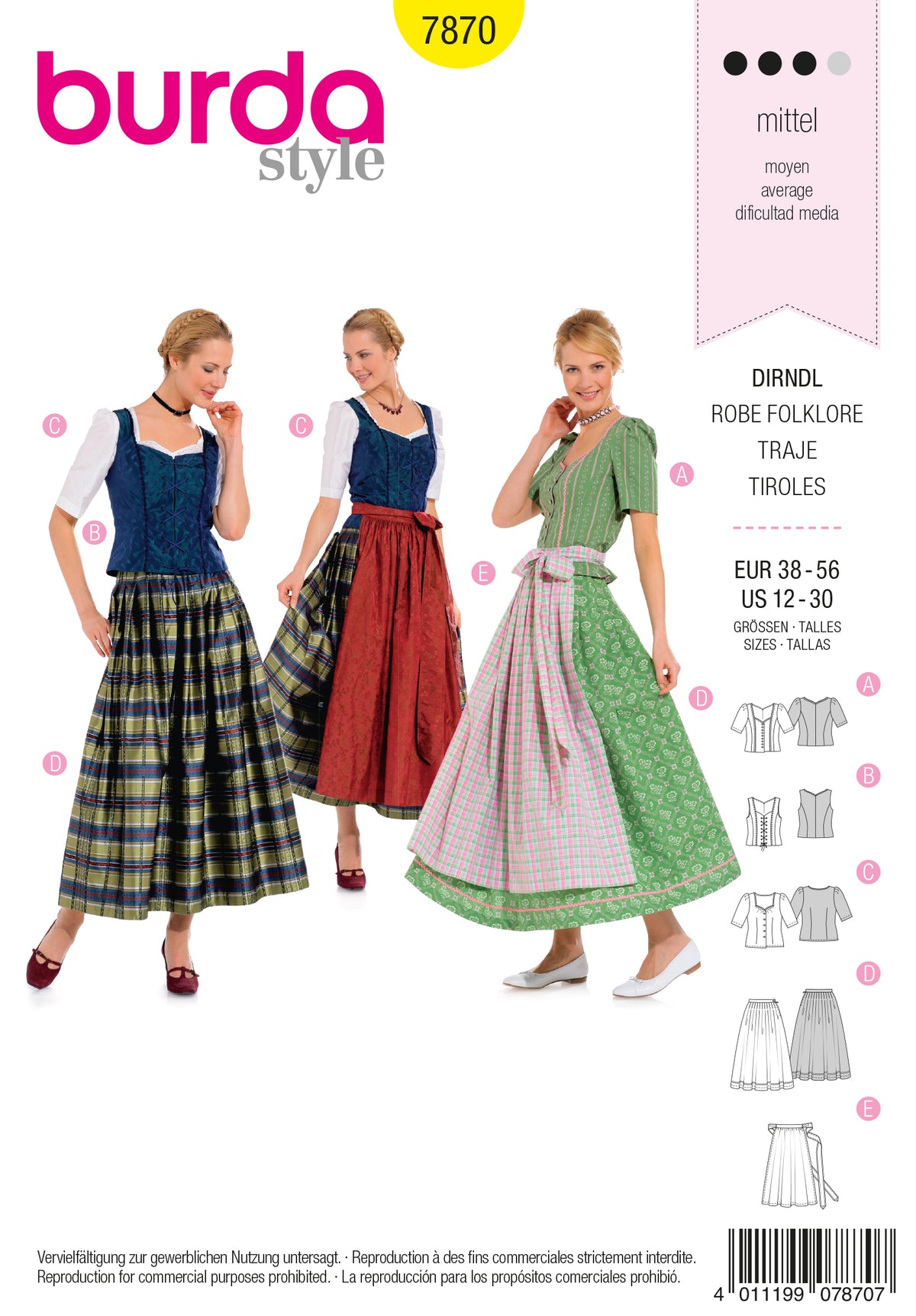 Patron Burda n°7870 - Robe tyrolienne