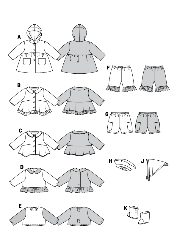 Patron Burda n°7903 - Robes de poupées