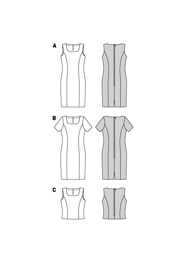 Patron Burda n°7972 - Robe droite ou top à encolure carrée