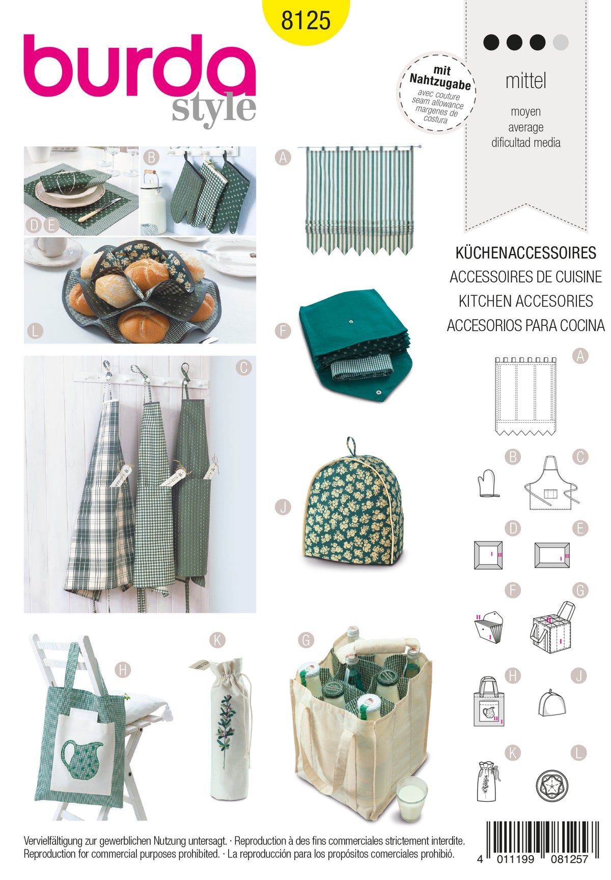 Patron Burda n°8125 - Accessoires de cuisine