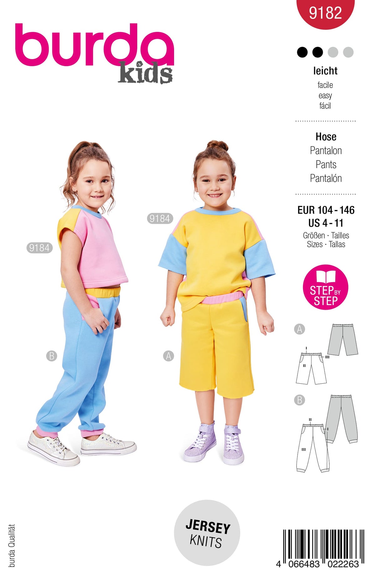 Patron Burda n°9182 - Pantalon jogging et short enfant