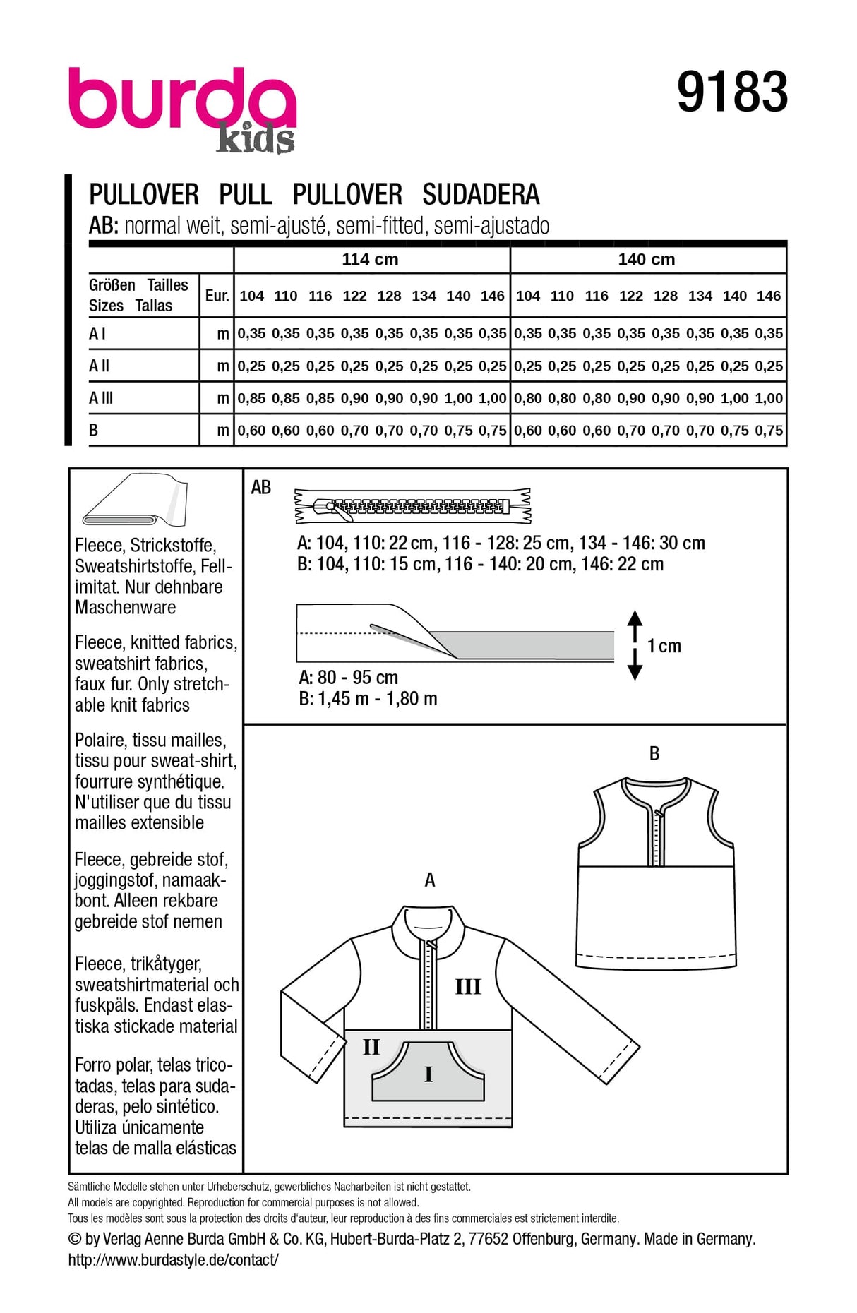 Patron Burda n°9183 - Pull et gilet enfant
