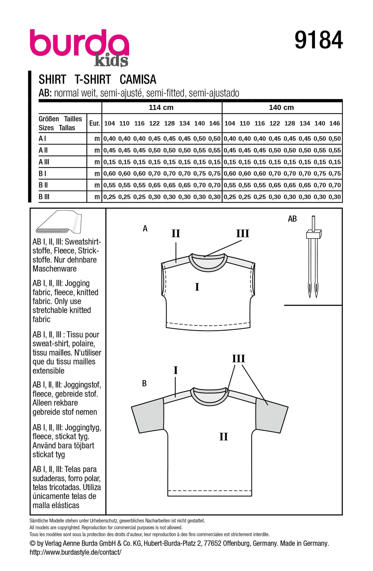 Patron Burda n°9184 - T-shirts enfant