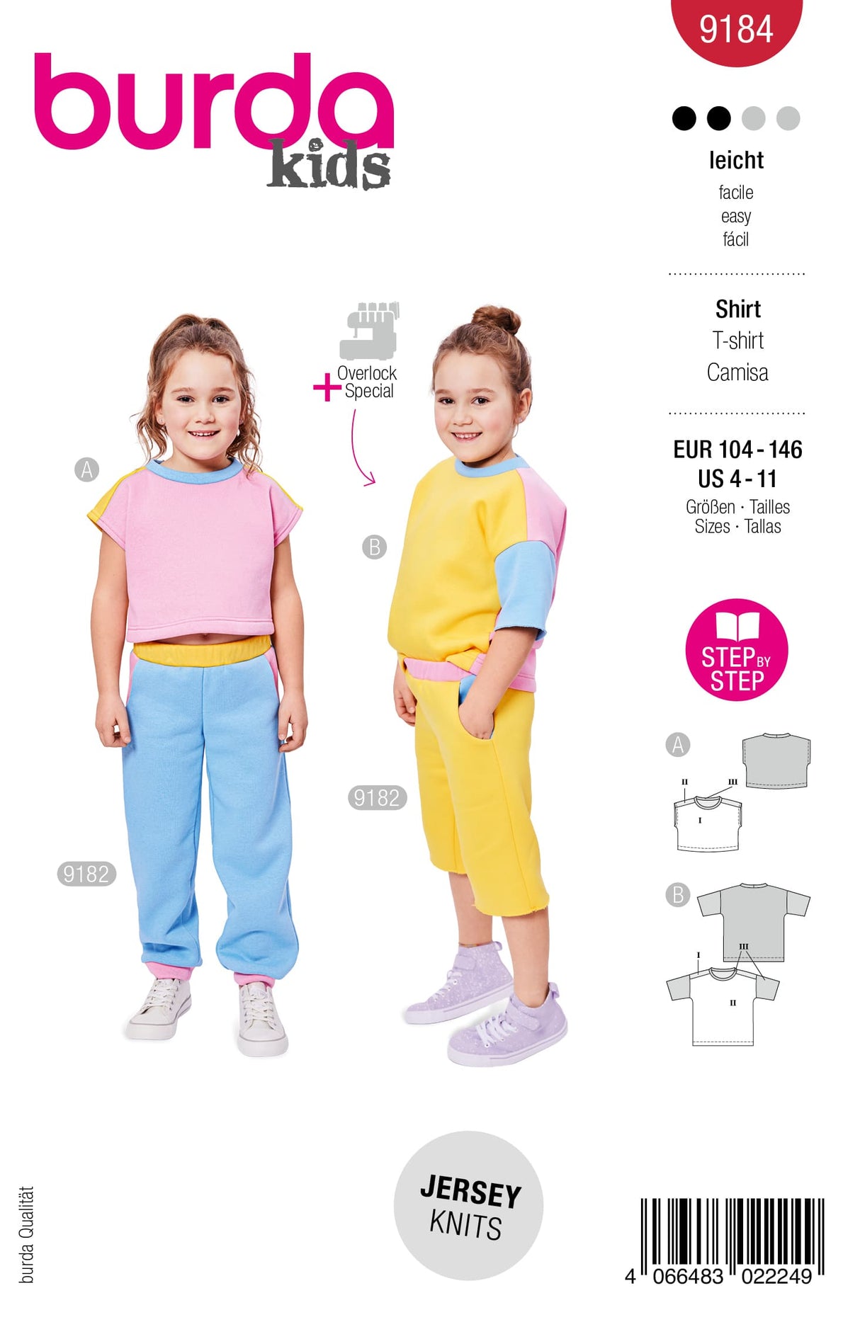 Patron Burda n°9184 - T-shirts enfant