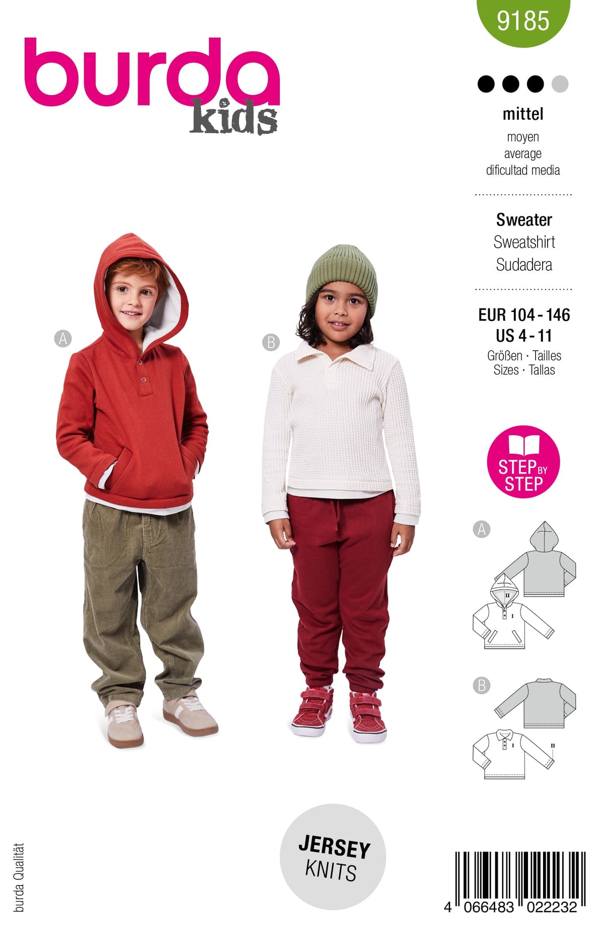 Patron Burda n°9185 - Sweats enfant