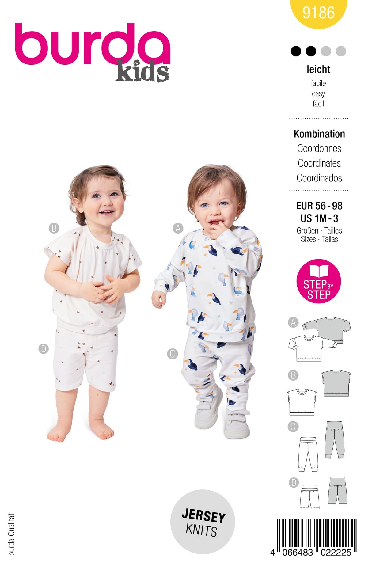 Patron Burda n°9186 - Sweatshirts et pantalons bébé