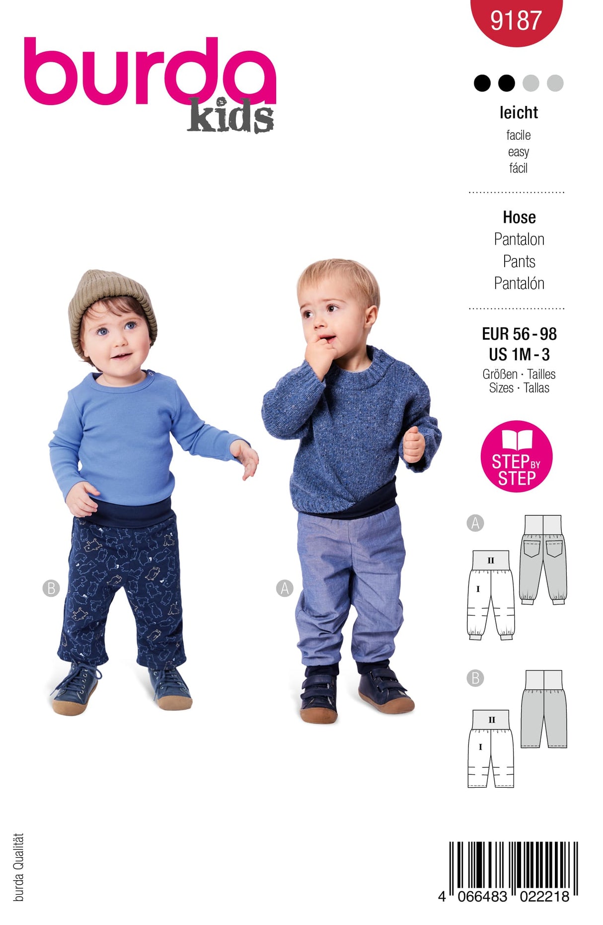 Patron Burda n°9187 - Pantalons bébé