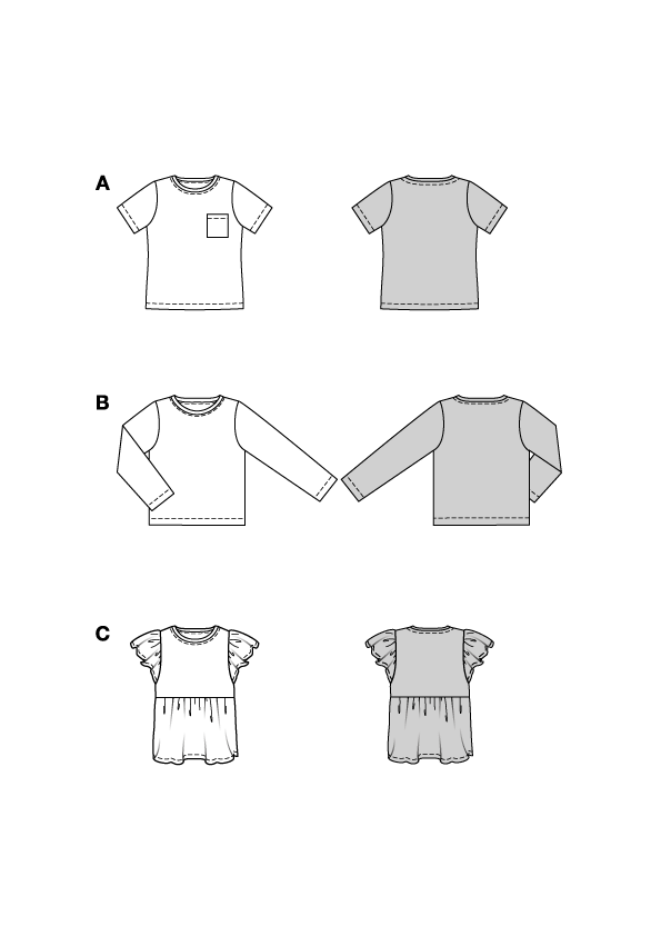Patron Burda 9205 - T-shirt pour enfants