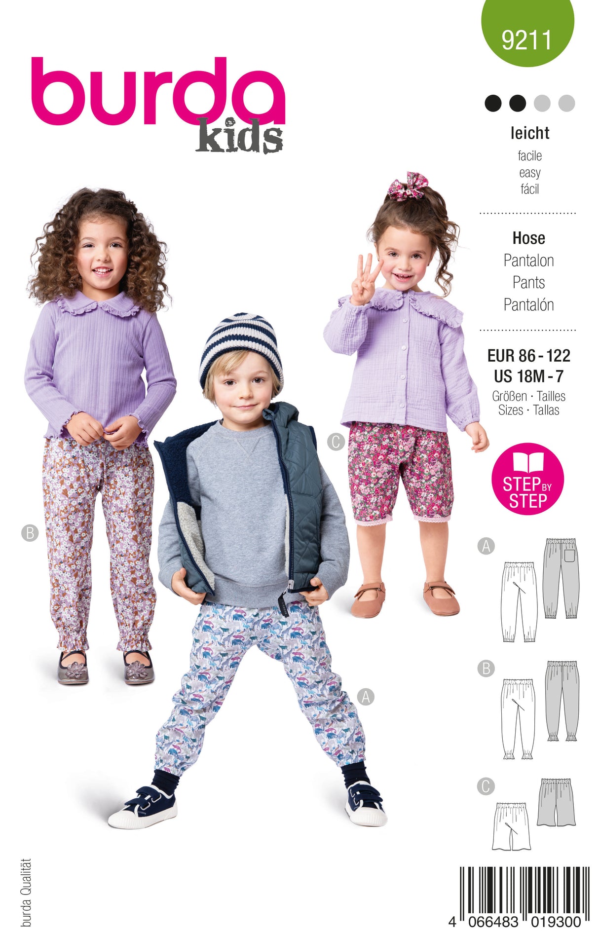 Patron Burda 9211 - Pantalon et short enfants