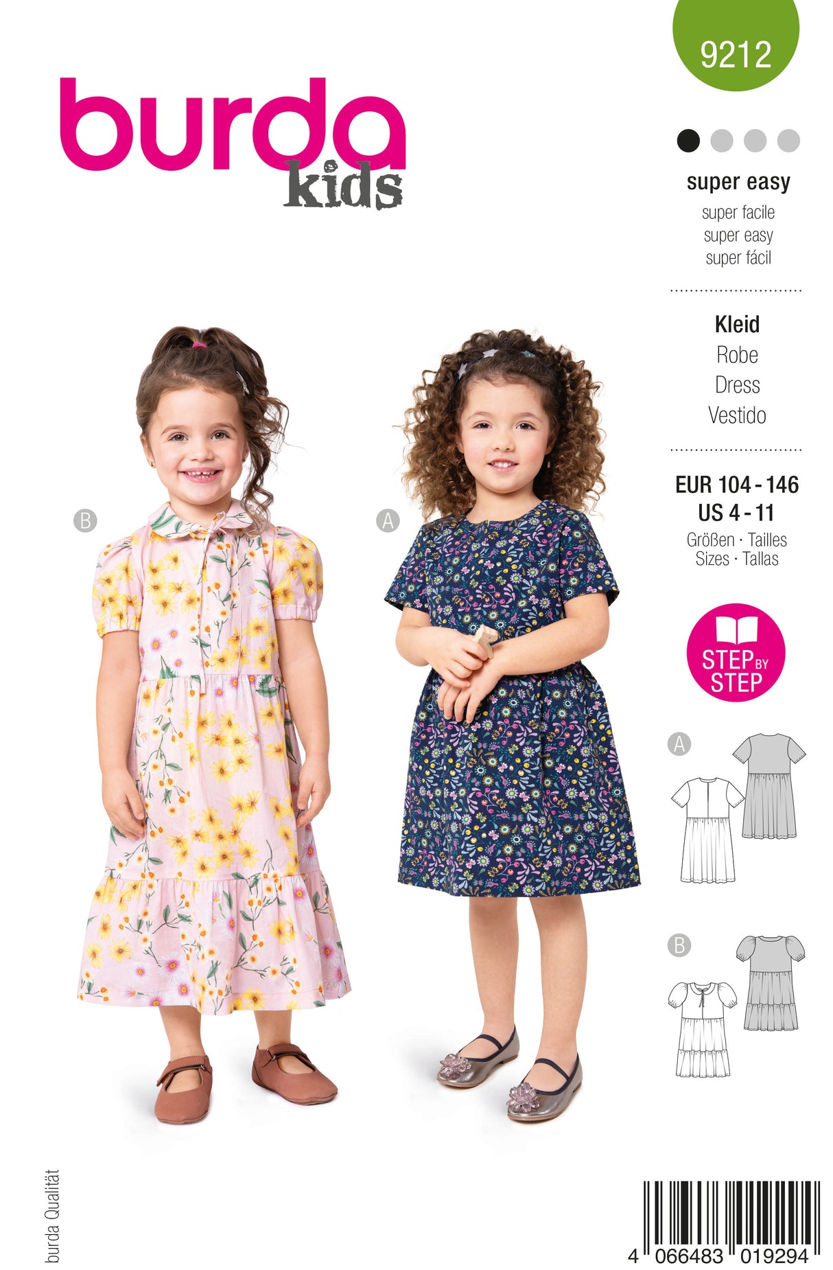 Patron Burda 9212 - Robe enfant