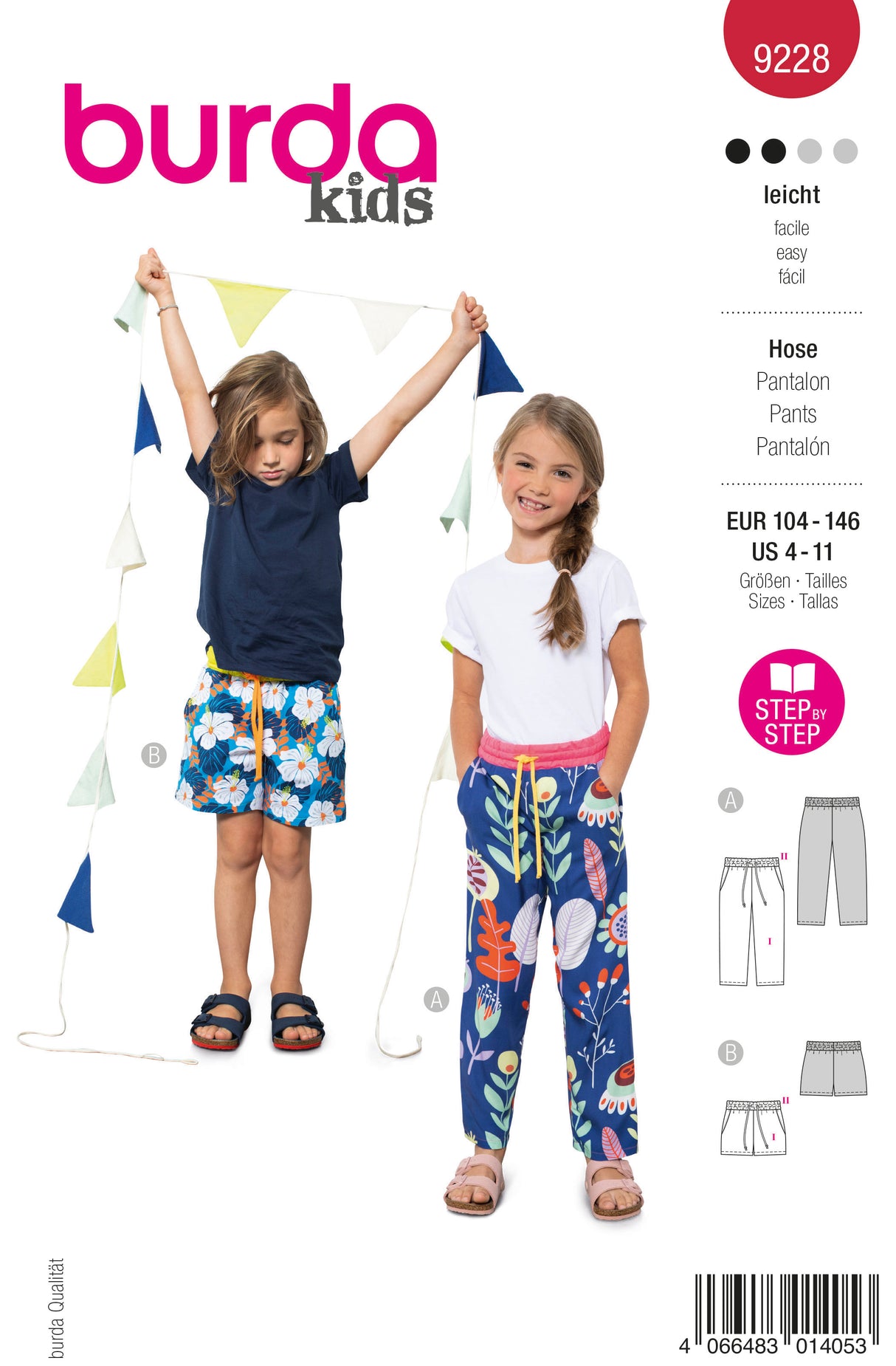 Patron Burda n°9228 - Pantalon et short pour enfants