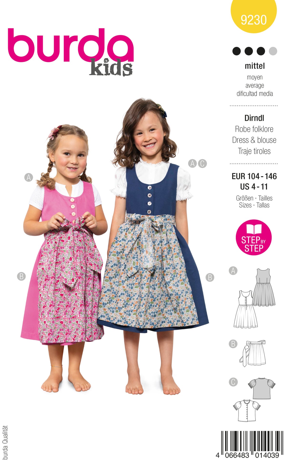 Patron Burda n°9230 - Robe folklorique pour enfants