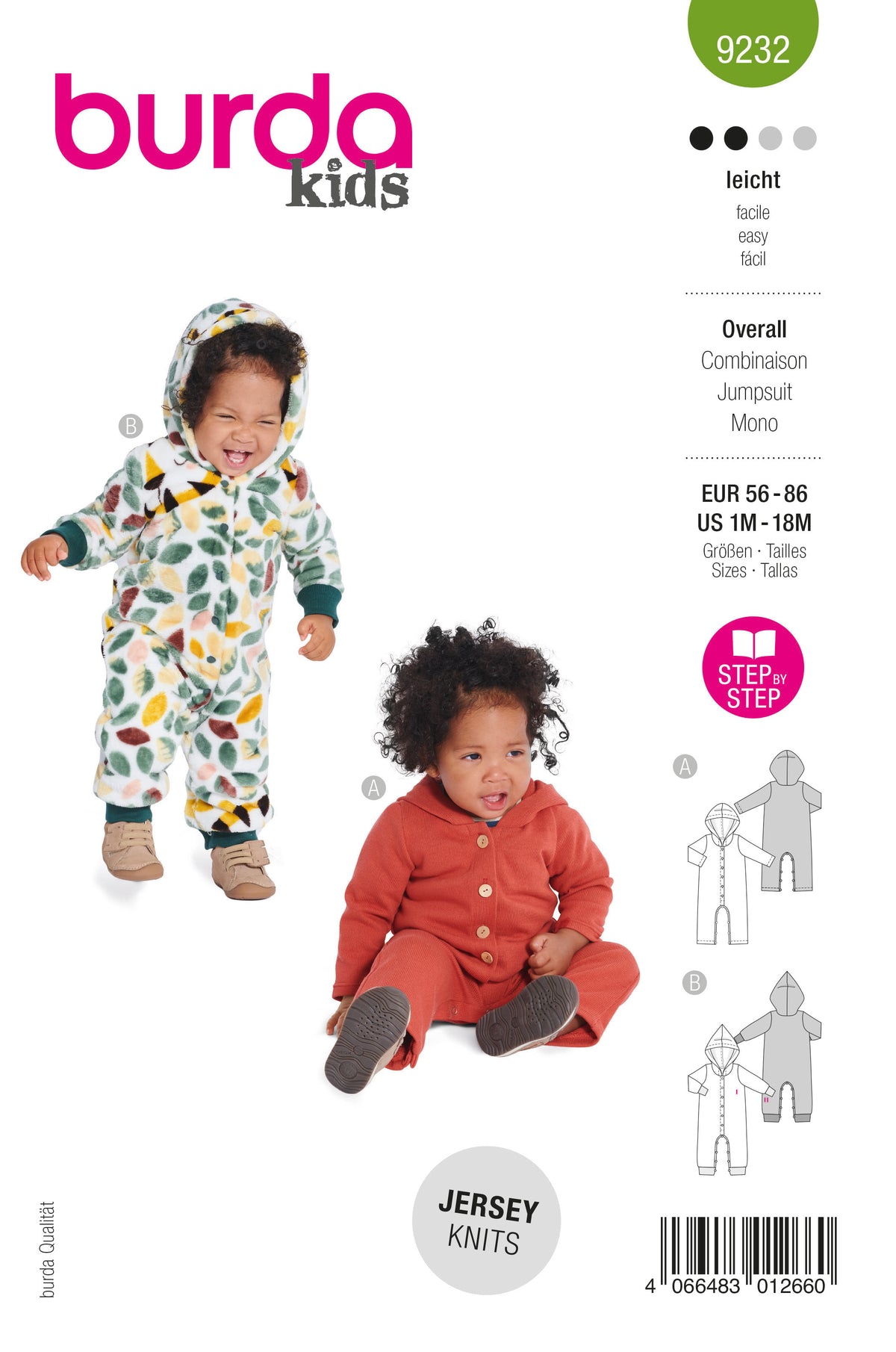 Patron Burda n°9232 - Grenouillère pour bébés