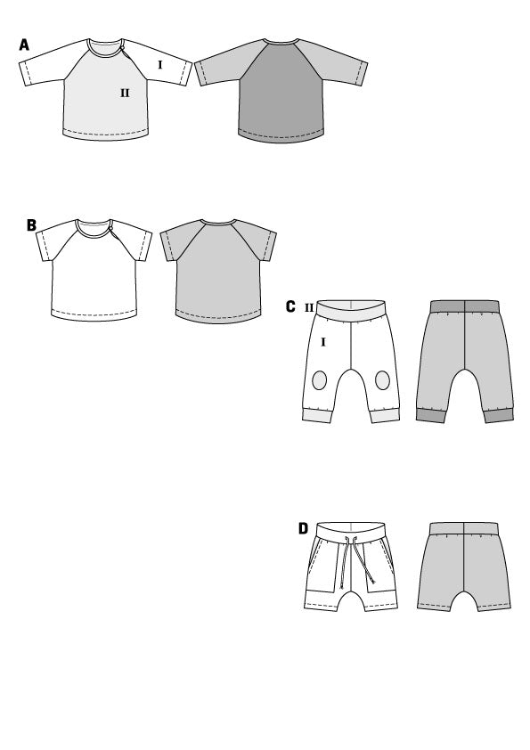 Patron Burda n°9246 - Ensemble tee-shirts et pantalons pour bébés