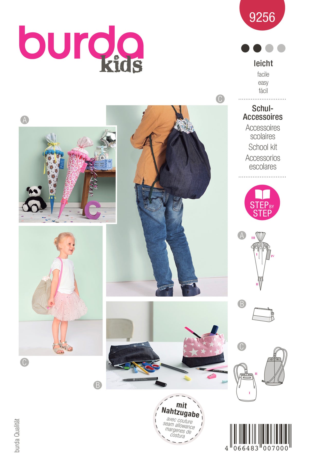 Patron Burda n°9256 - Accessoires scolaires pour enfants