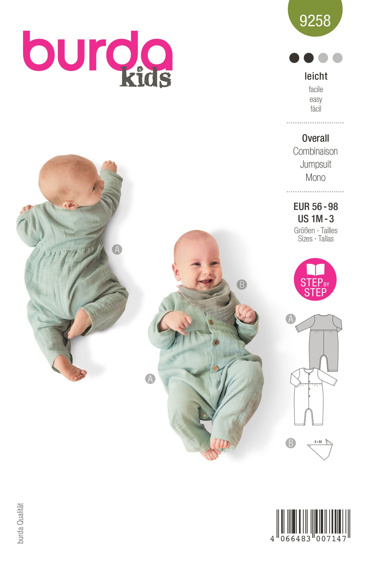 Patron Burda n°9258 - Grenouillère et foulard pour bébé