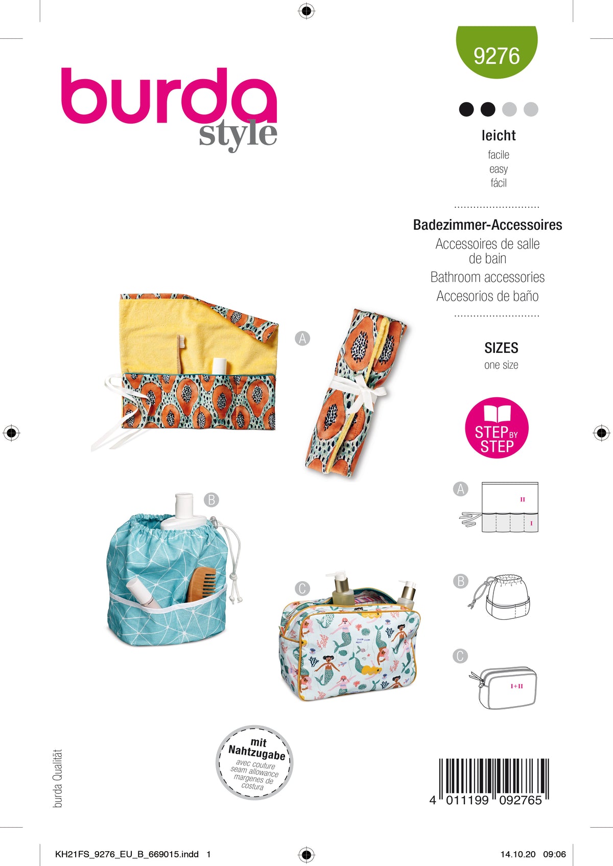 Patron Burda n°9276 - Accessoires de salle de bain