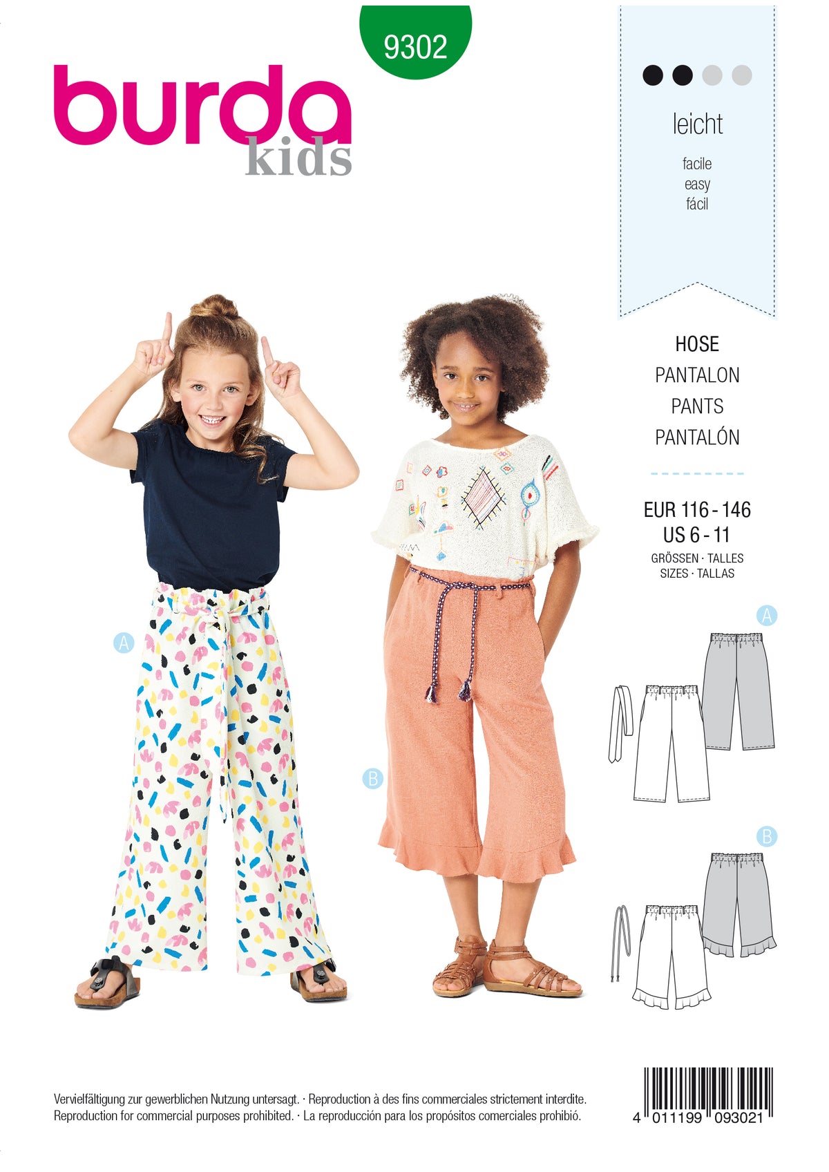Patron Burda n°9302 - Pantalon fille léger – Coupons Couture