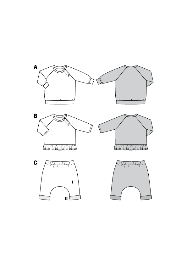 Patron Burda n°9312 - Ensemble haut et pantalon pour bébé