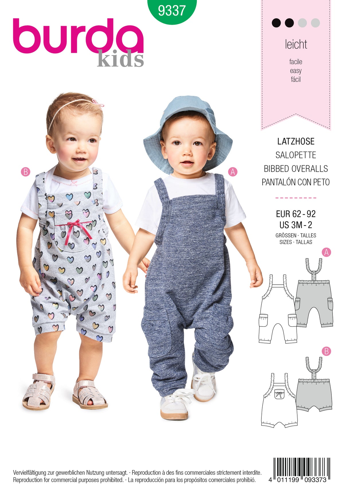 Patron Burda n°9337 – Salopette pour bébé