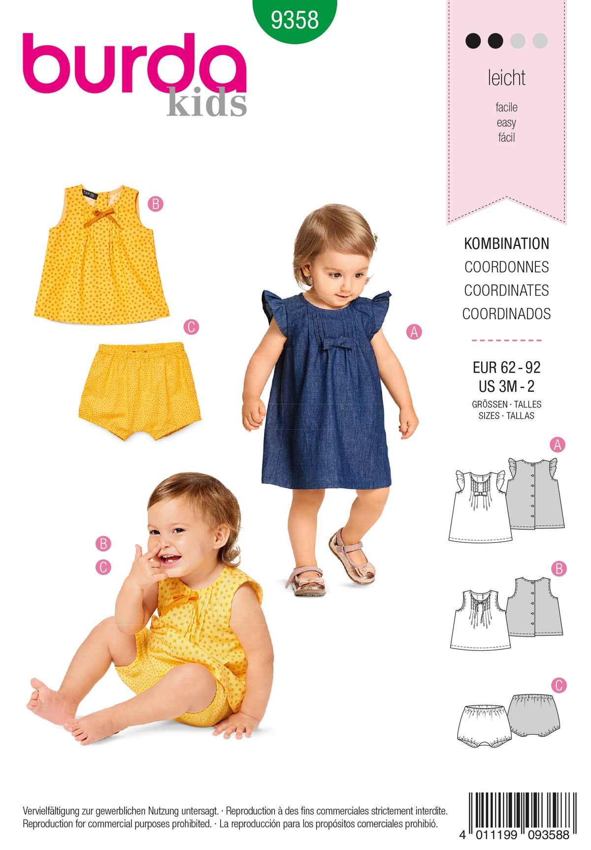 Patron Burda n°9358 – Ensemble bébé
