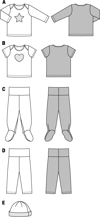 Patron Burda n°9423 – Ensemble bébé