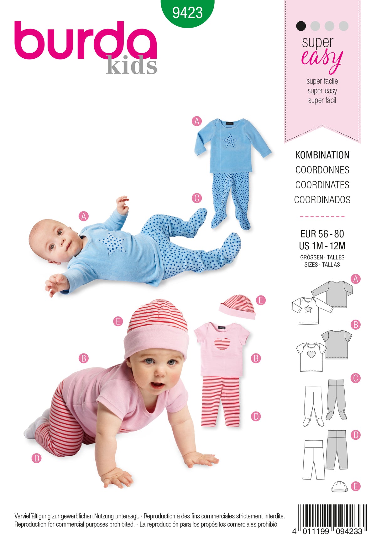 Patron Burda n°9423 – Ensemble bébé