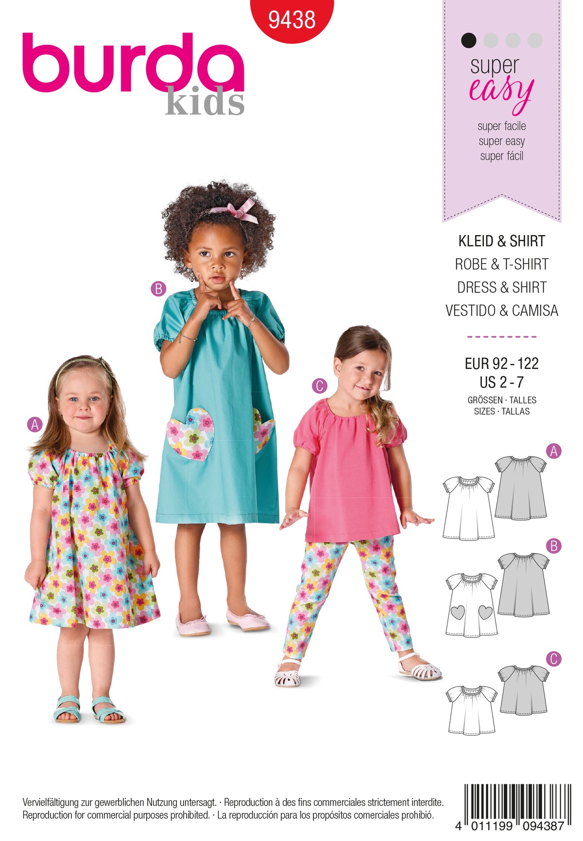 Patron Burda n°9438 – Robe et t-shirt pour enfants