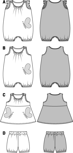 Patron Burda n°9462 – Ensemble coordonné pour bébé