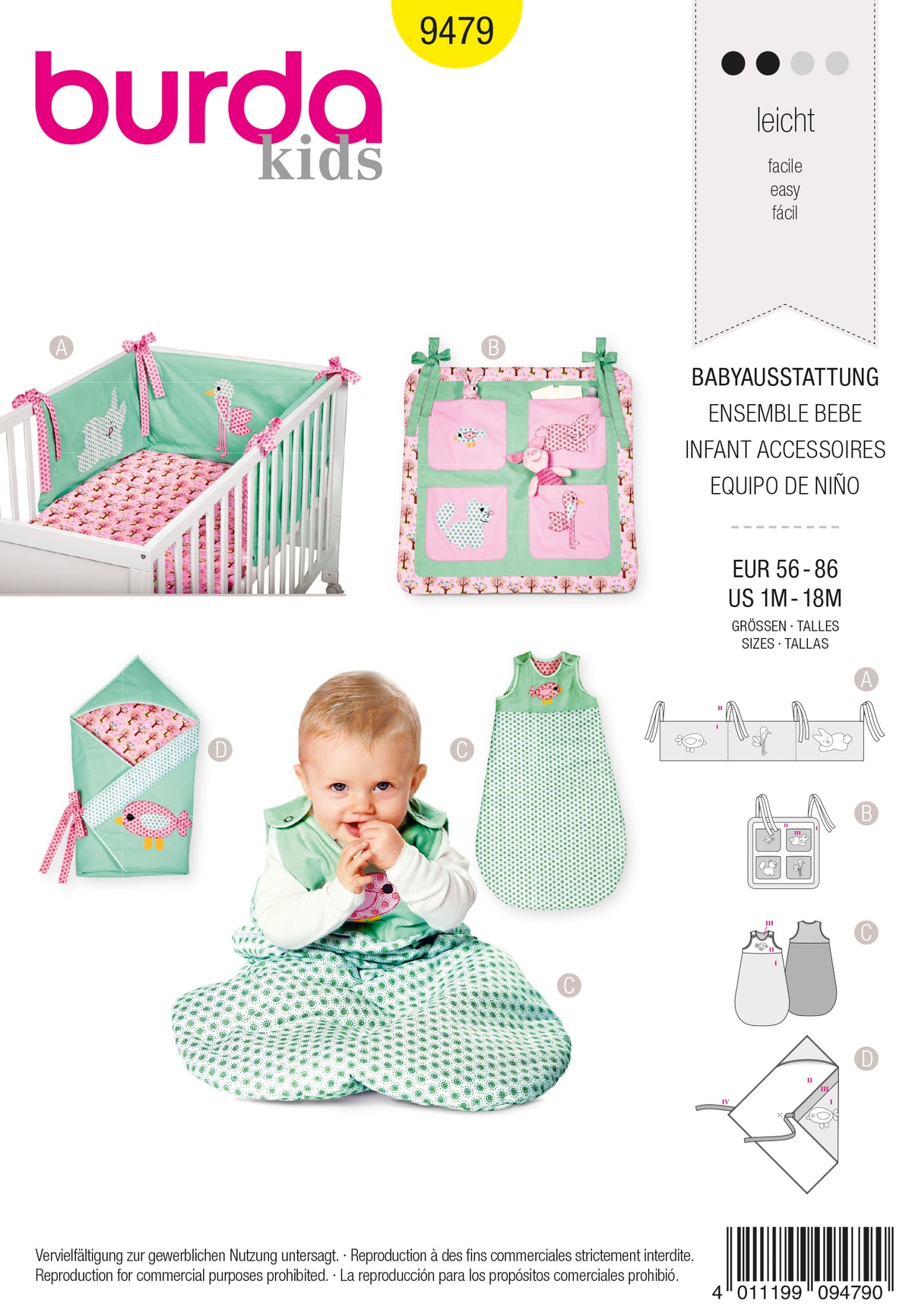 Patron Burda n°9479 - Ensemble bébé