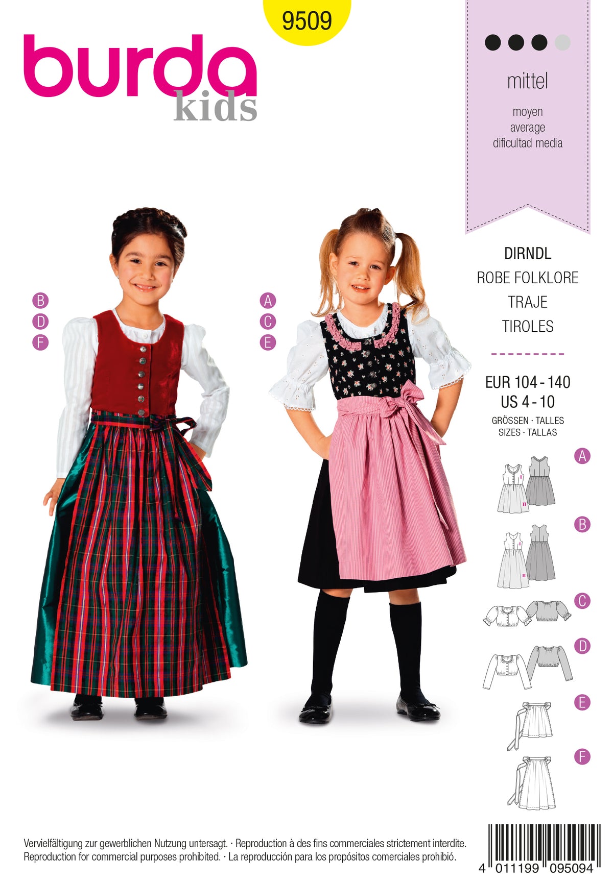 Patron Burda n°9509 – Robe folklorique pour enfants