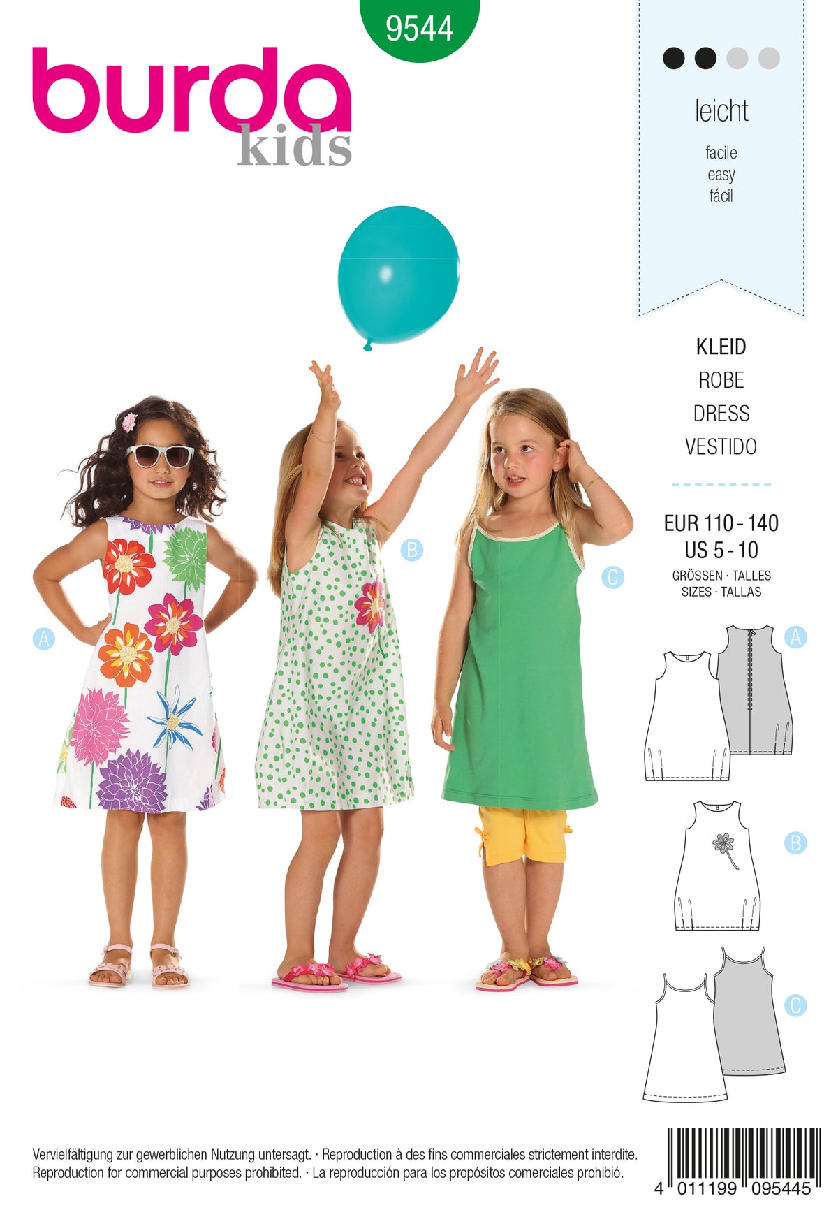 Patron Burda n°9544 - Robe pour fille