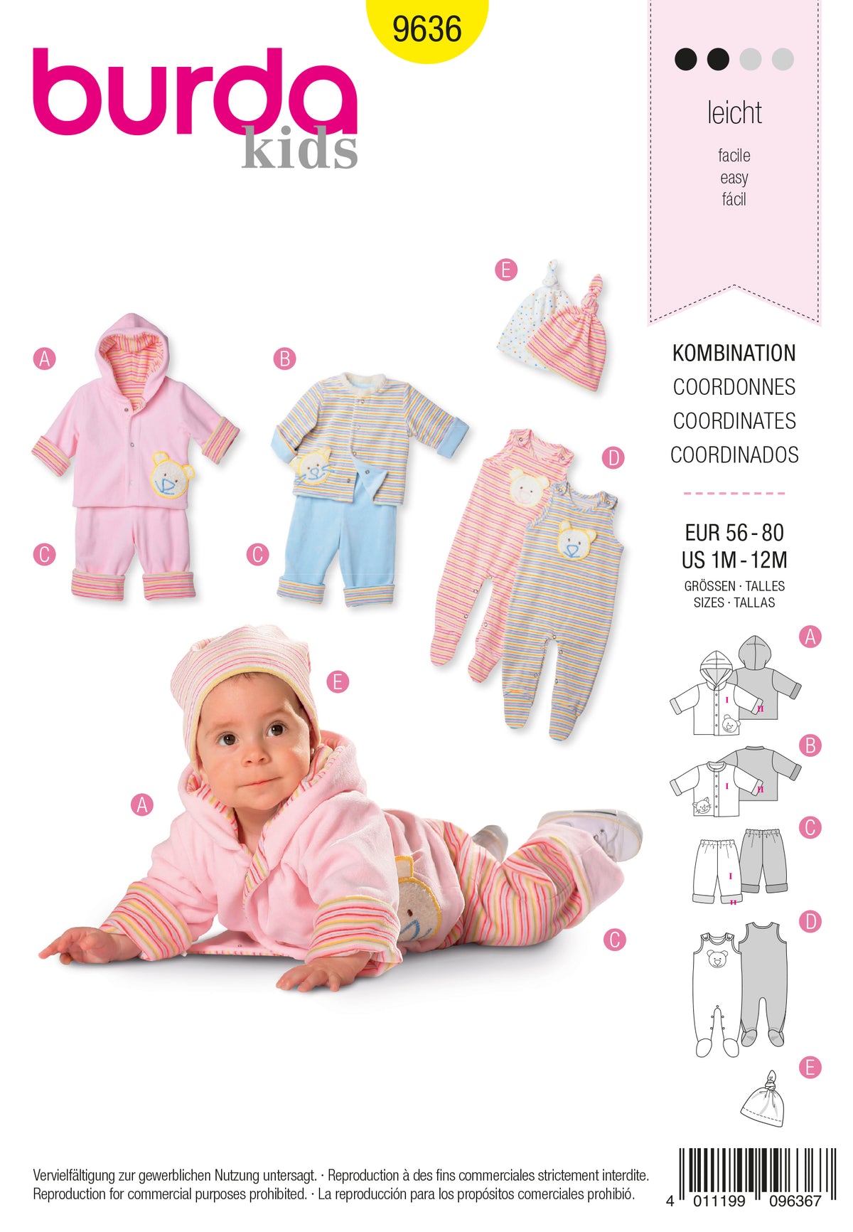Patron Burda n°9636 – Ensemble pour bébé
