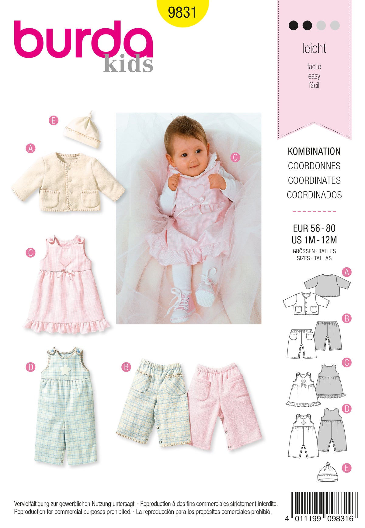 Patron Burda n°9831 – Ensemble pour bébé