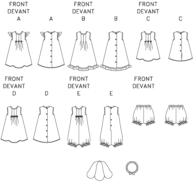 Patron Butterick n°3405 – Ensemble de vêtements pour bébé