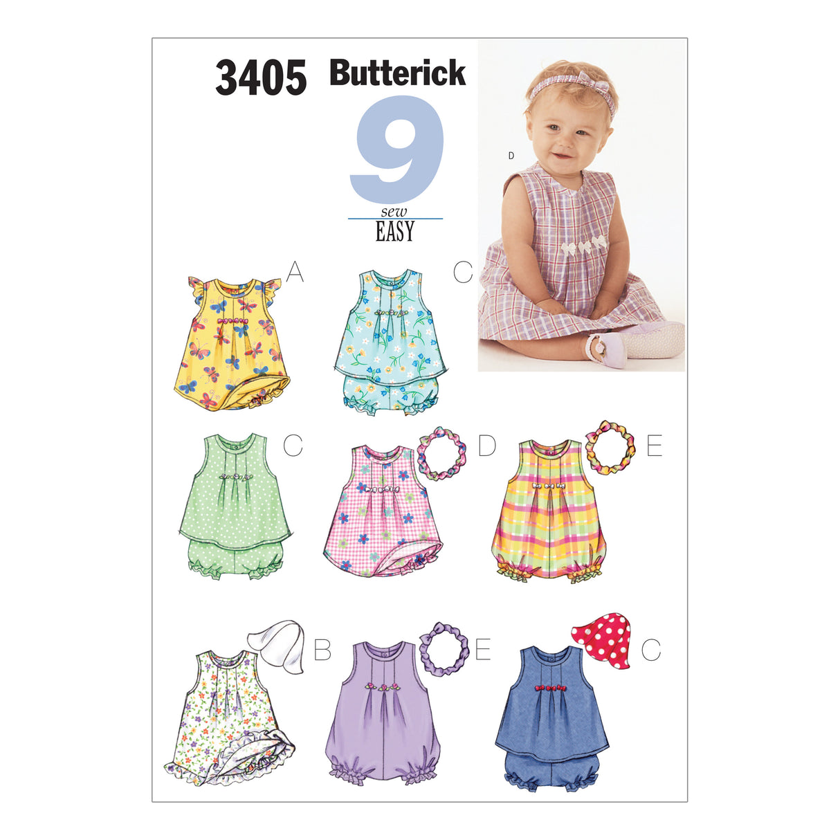 Patron Butterick n°3405 – Ensemble de vêtements pour bébé