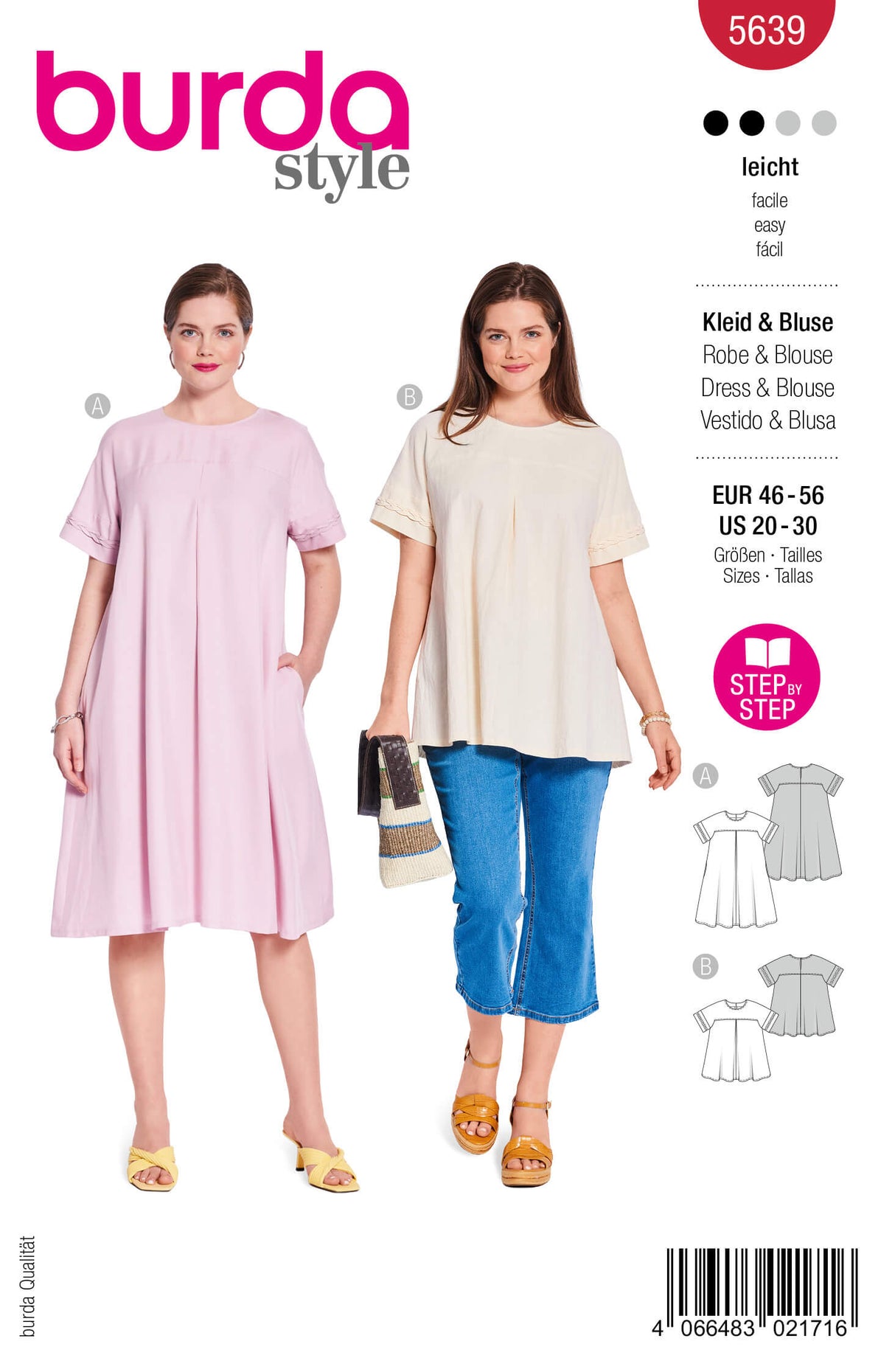 Patron Burda 5639 – Robe midi et blouse élégante à coudre