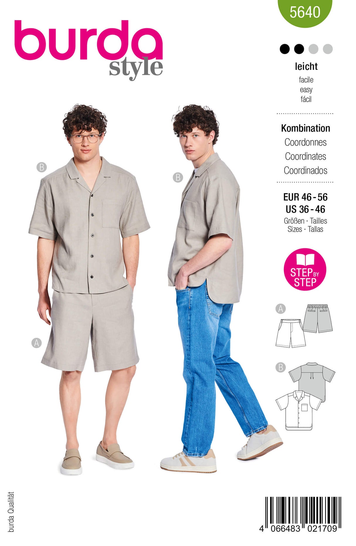 Patron Burda 5640 – Chemise et short d’été élégants