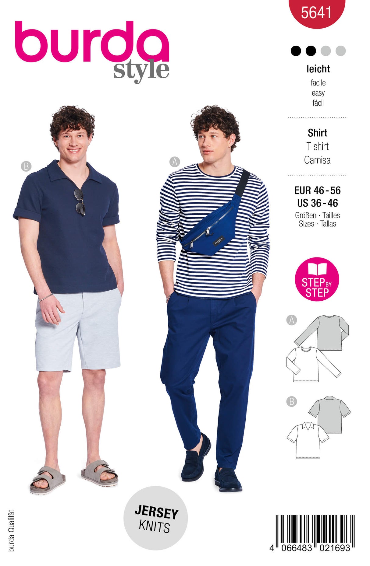 Patron Burda 5641 – T-shirts homme faciles à coudre