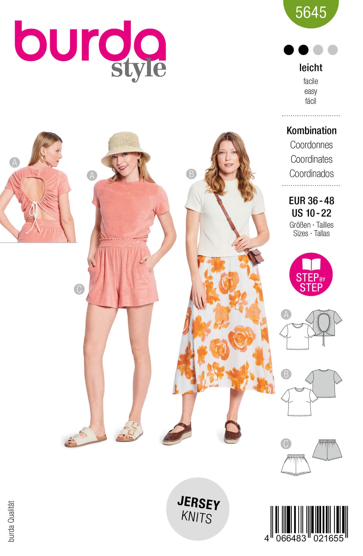 Patron Burda 5645 – T-shirt et short d’été faciles à coudre