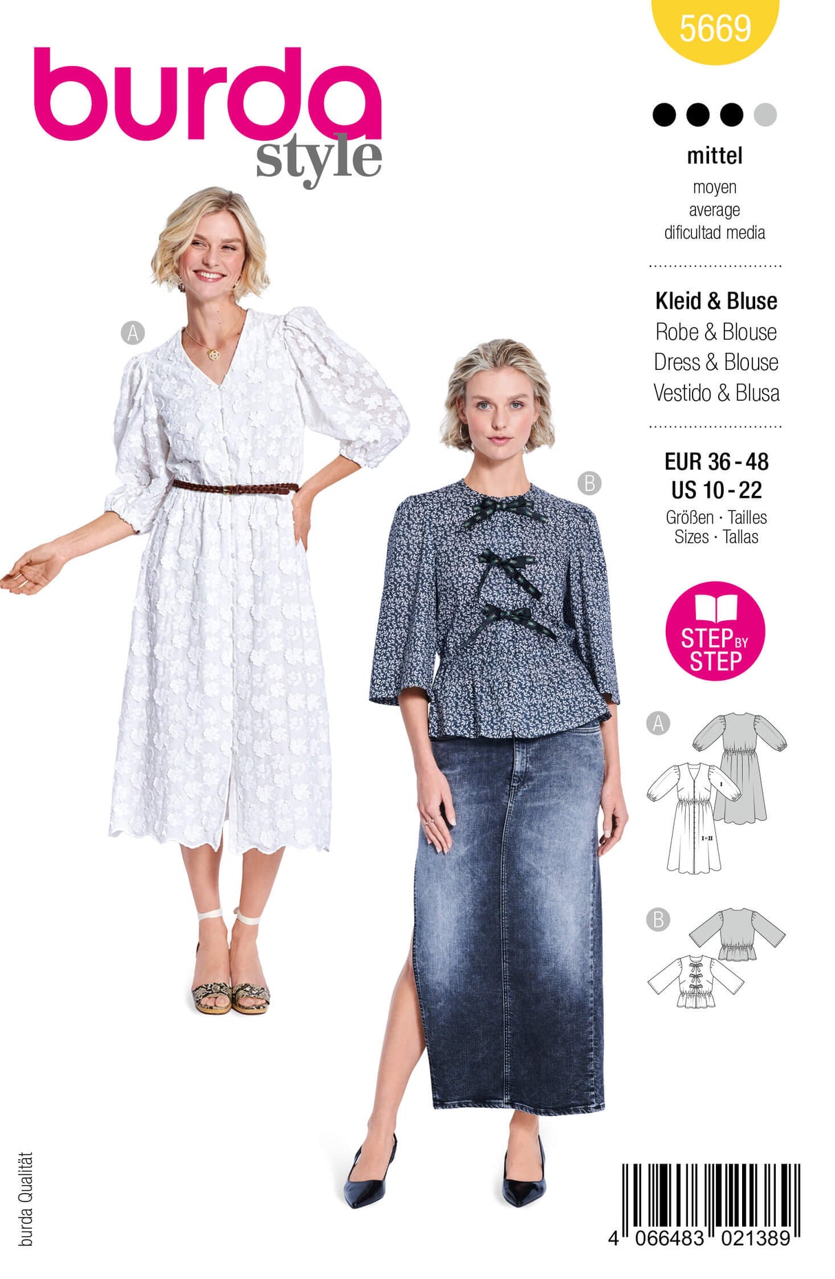 Patron Burda 5669 – Robe et blouse femme élégantes