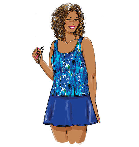 Patron Butterick n°5795 – Ensemble de plage polyvalent : cache-maillot, haut, robe, maillot de bain, jupe et bas de bikini