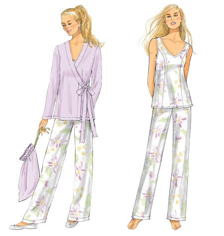 Patron Butterick n°5963 – Ensemble de détente : robe de chambre, haut, chemise de nuit, pantalon et sac