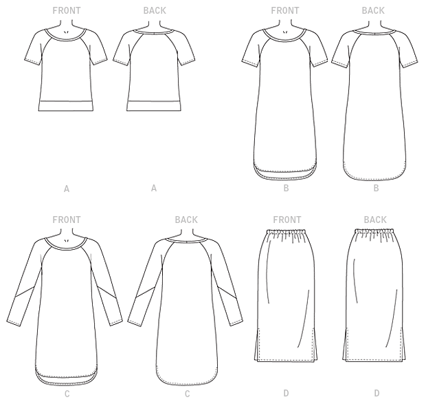 Patron Butterick n°6207 - Haut, robe et jupe