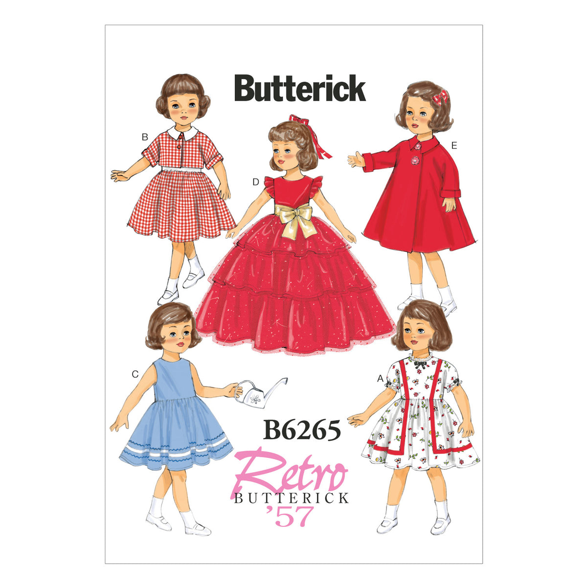 Patron Butterick n°6265 - Tenues rétro pour poupée de 46 cm