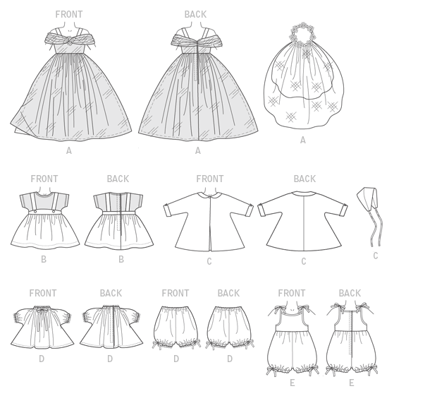 Patron Butterick n°6336 - Tenues rétro pour poupée de 46 cm